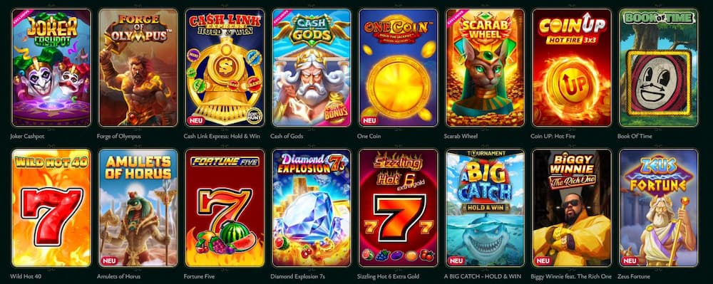 Echtgeld Spiele Auswahl im Online Casino ohne Oasis