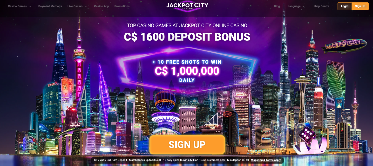 Jackpot City homepage