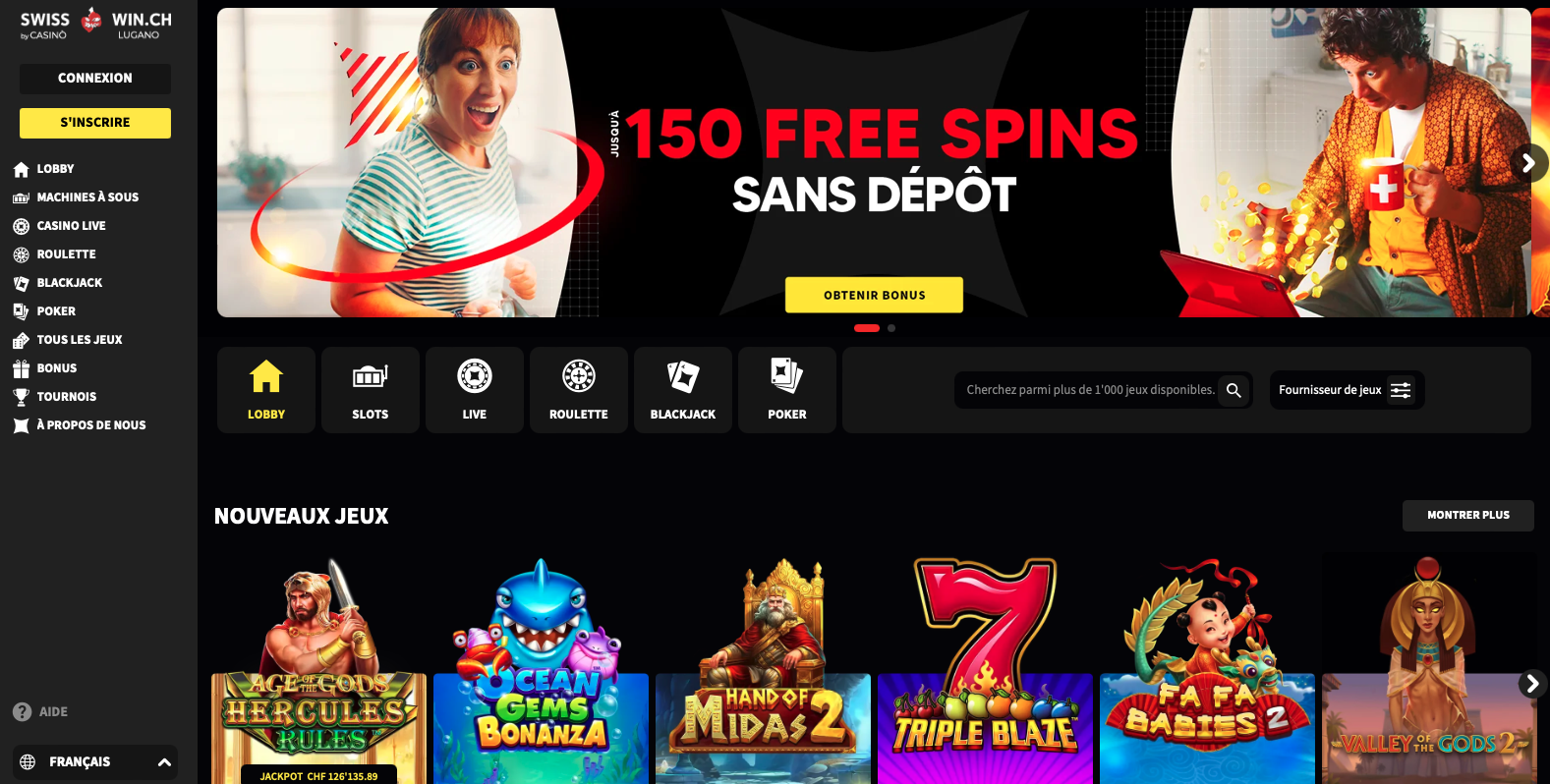 Swiss4win casino homepage