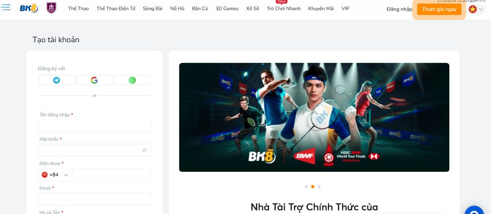 Đăng ký BK8 để chơi game bài Mậu Binh