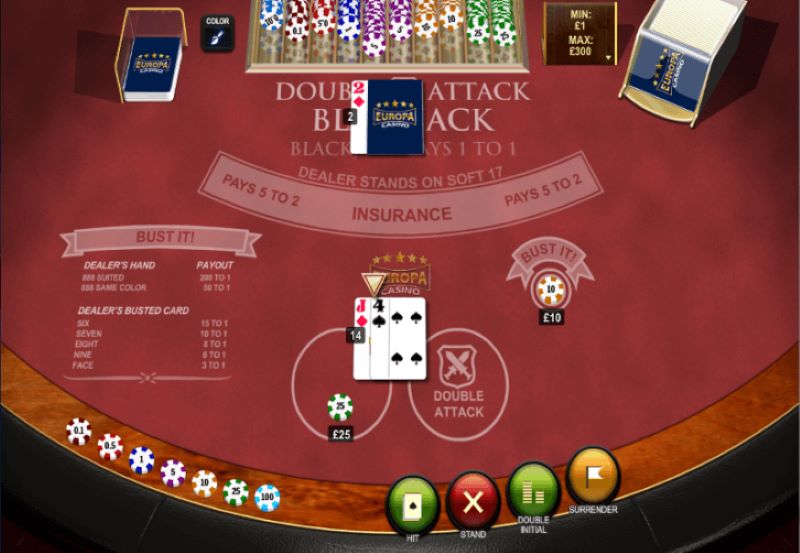 Double Attack Blackjack là một biến thể Blackjack thú vị