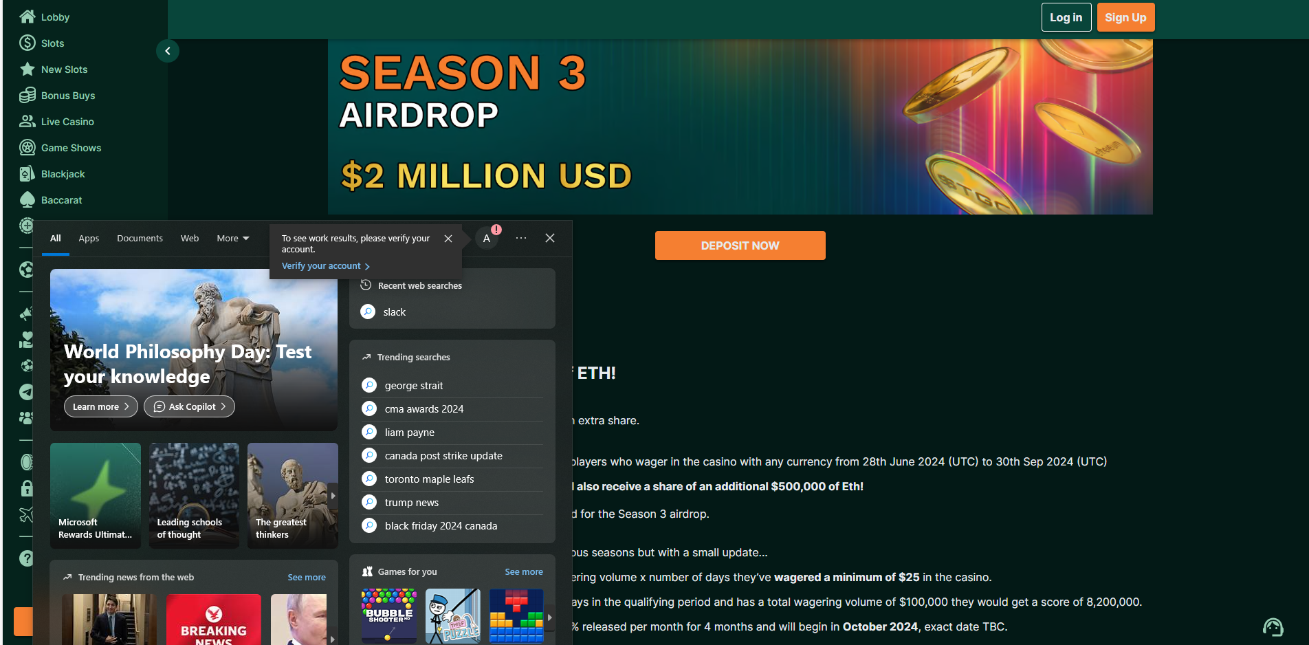 TG.Casino $2m+ Airdrop Share