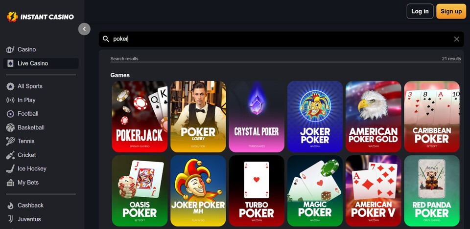 покер в instant casino